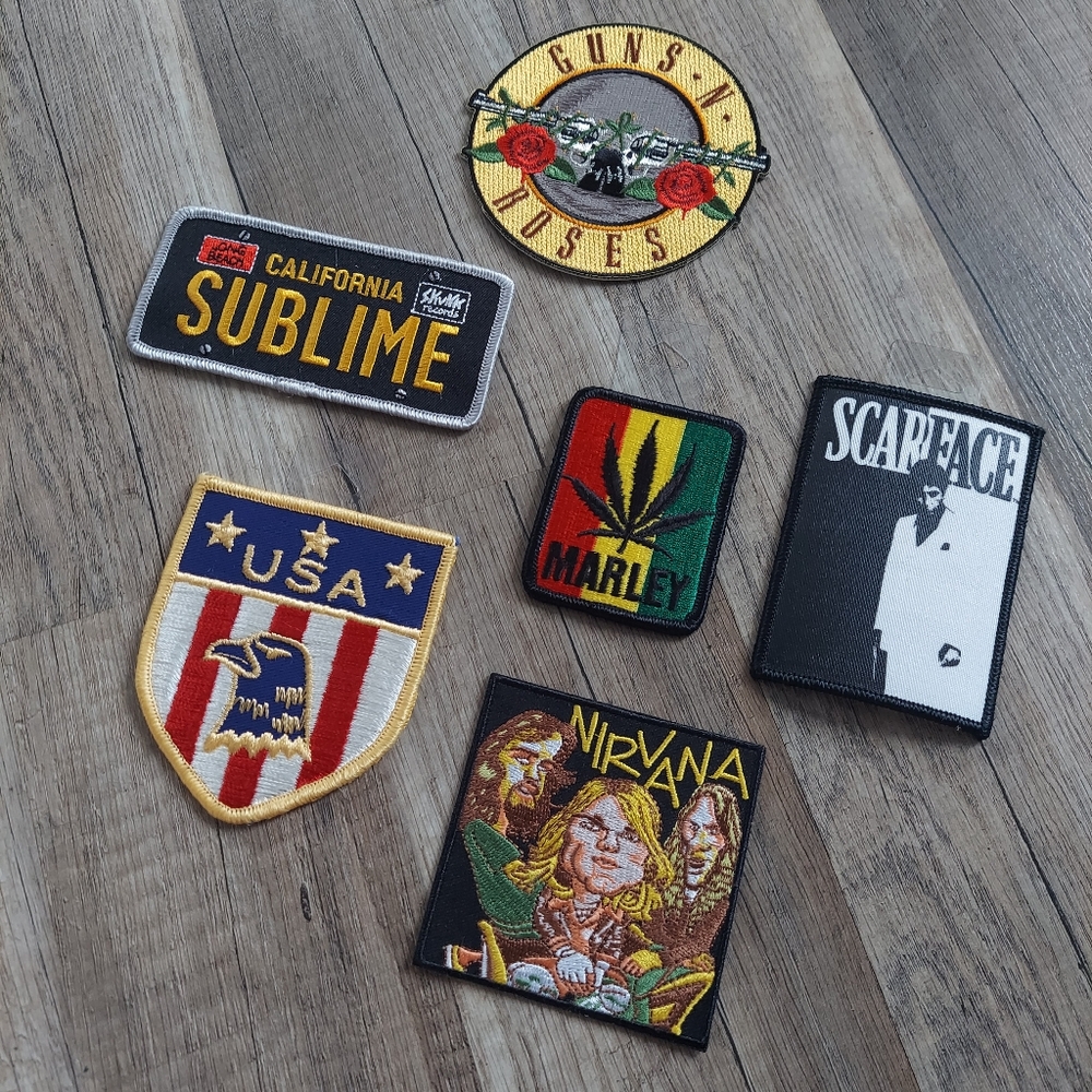 Iron On Patches Guns N Roses Nirvana Bob Marley Sublime Scarface